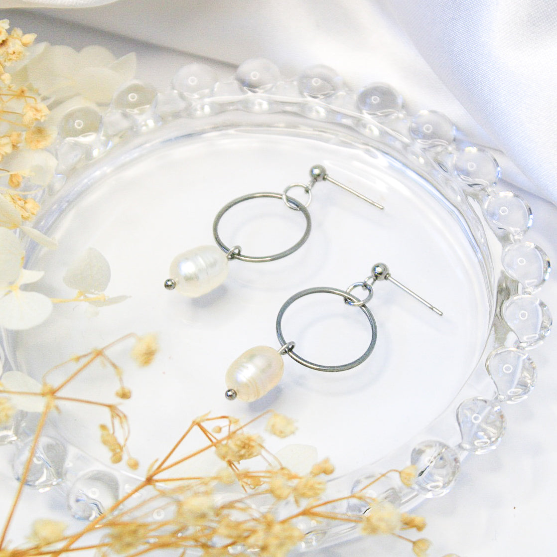 Silver Pearl Earrings Handmade in New Zealand