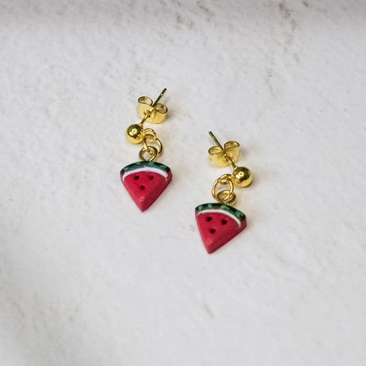 Handmade watermelon polymer clay earrings | Palestine Fundraiser Jewellery