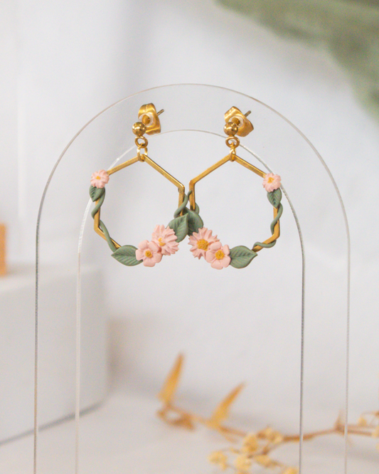 Blush Ivy Hexagon Earrings