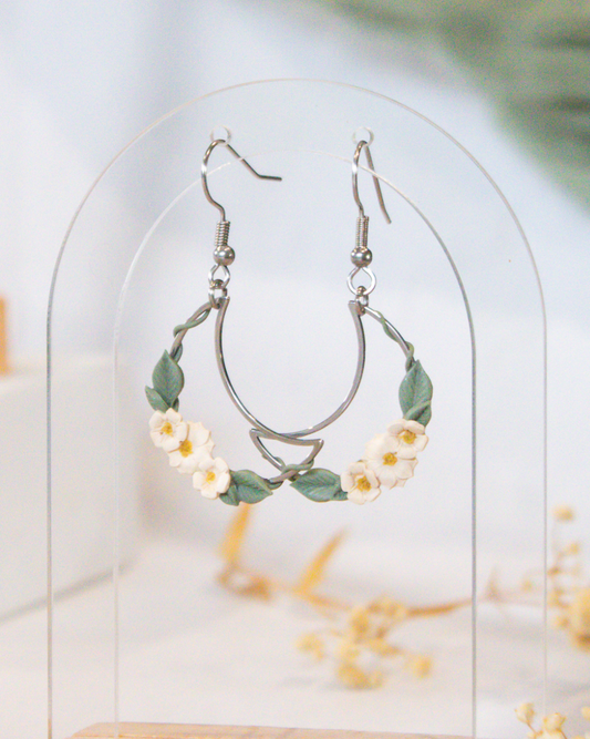 Ivory Ivy Crescent Earrings