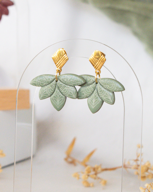 Sage Lotus Earrings