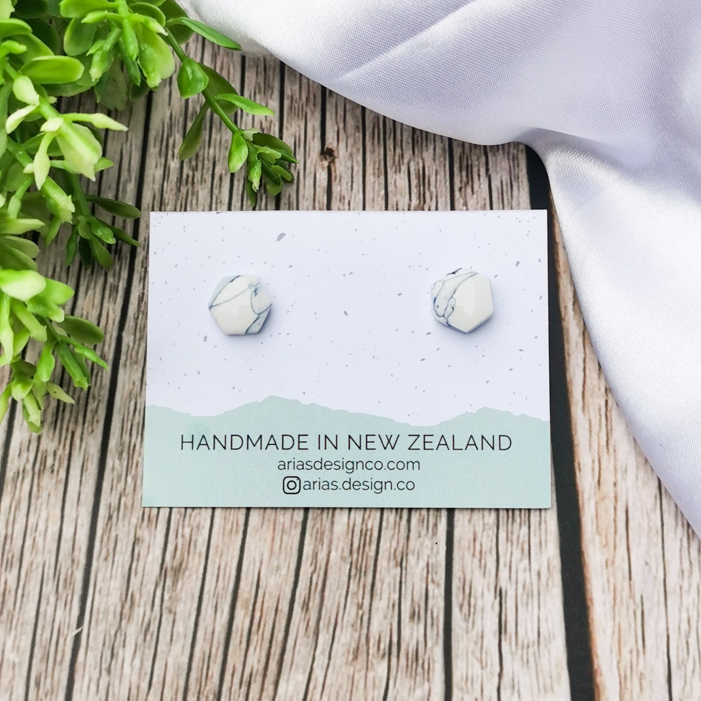 Faux Stone Hexagon Stud Earrings