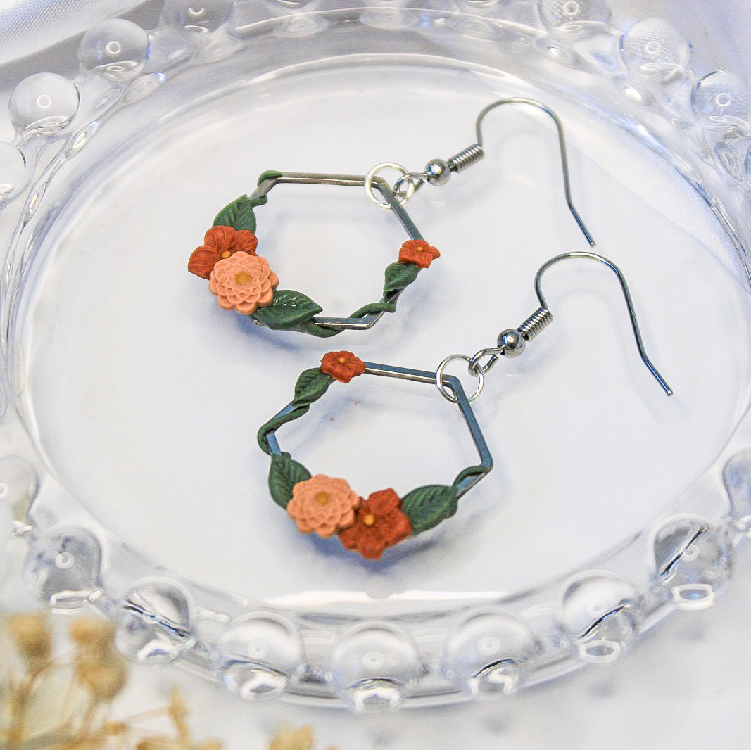 Ivy Hexagon Earrings in Silver | Silver Earrings NZ