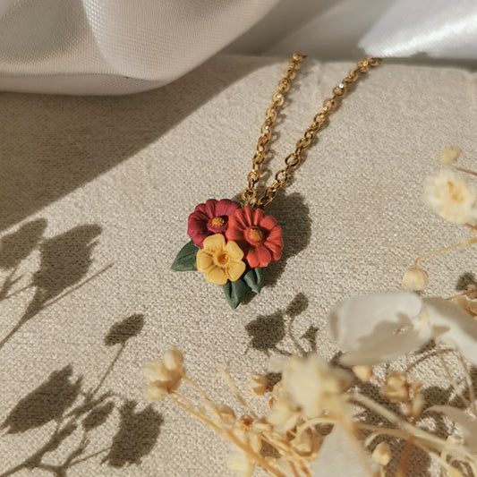 Autumn mini bouquet necklace | NZ handmade flower necklace
