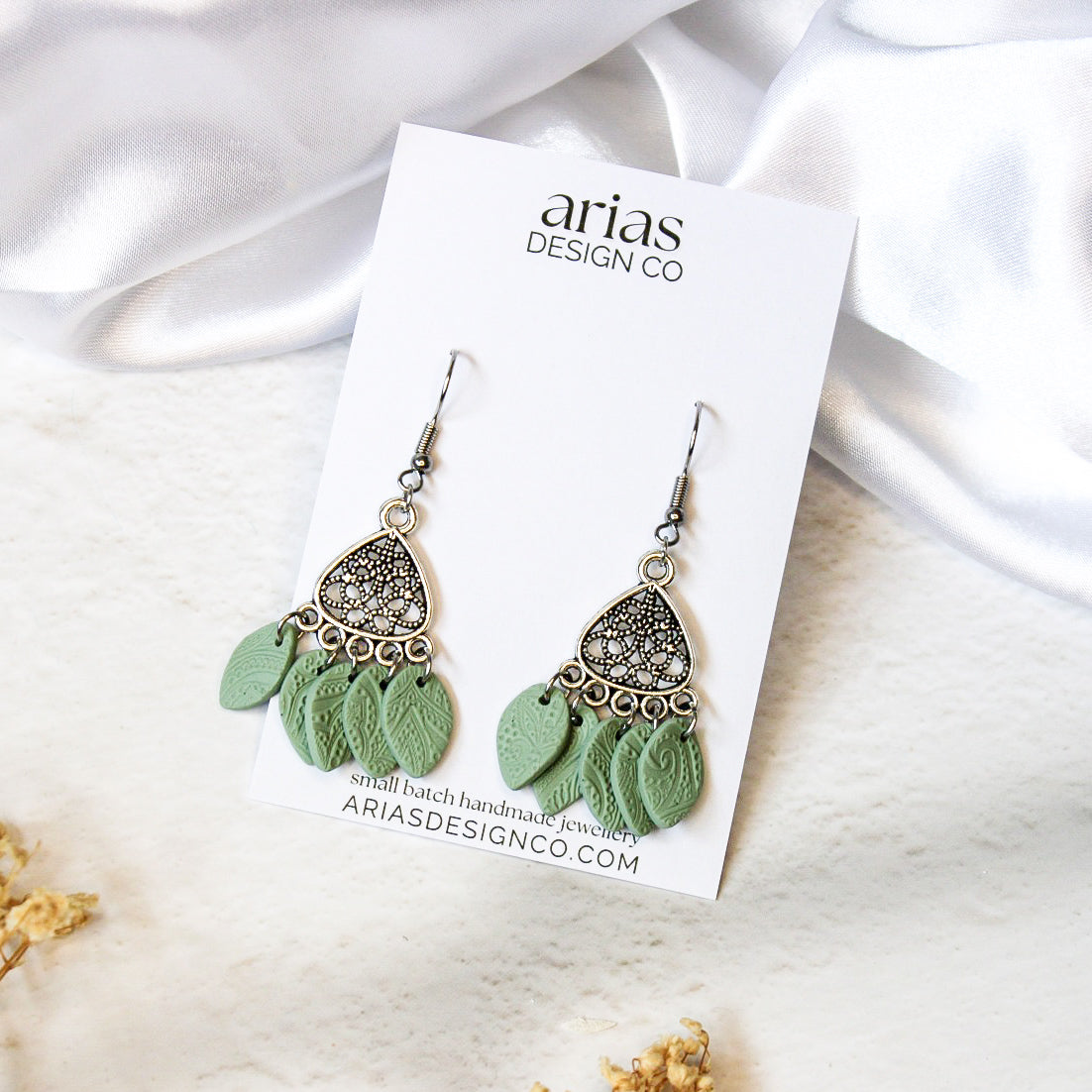 Boho chandelier earrings in green | Boho jewellery online NZ