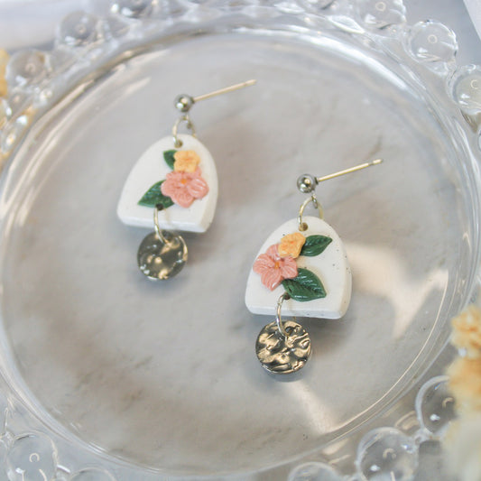 Bouquet arch charm earrings pink | silver stud earrings NZ