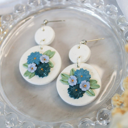 Bouquet disc polymer clay flower earrings | Shop jewellery gifts online NZ