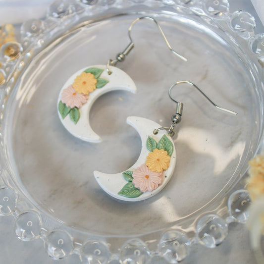 Bouquet moon flower silver earrings | handmade flower earrings online NZ