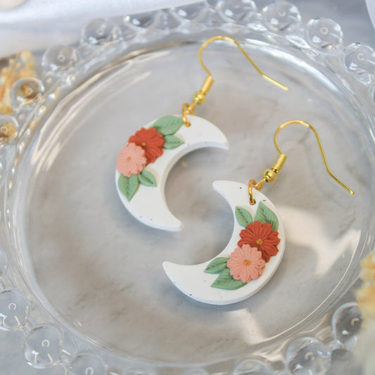 Bouquet moon flower gold earrings | NZ flower inspired jewellery