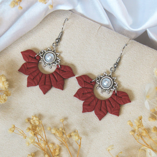 Cherry red sunburst charm boho earrings | NZ made boho jewellery