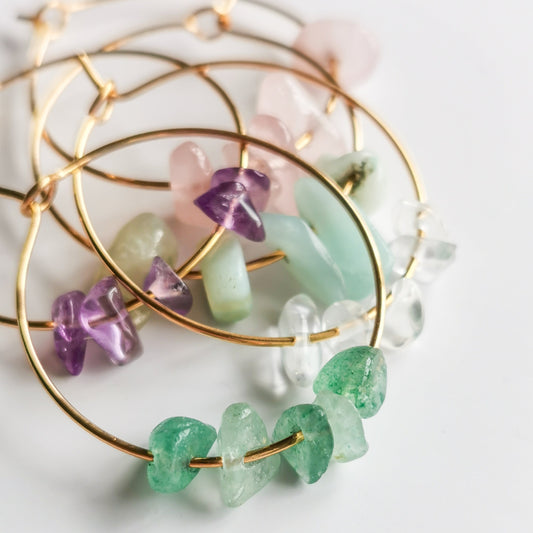 Gemstone hoop earrings NZ | Crystal hoop earrings New Zealand