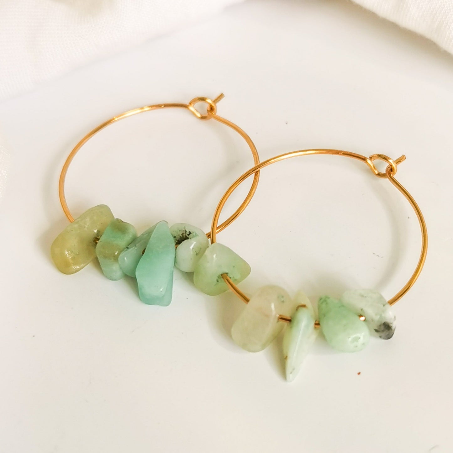 Gold Aventurine earrings NZ | Gold hoop earrings