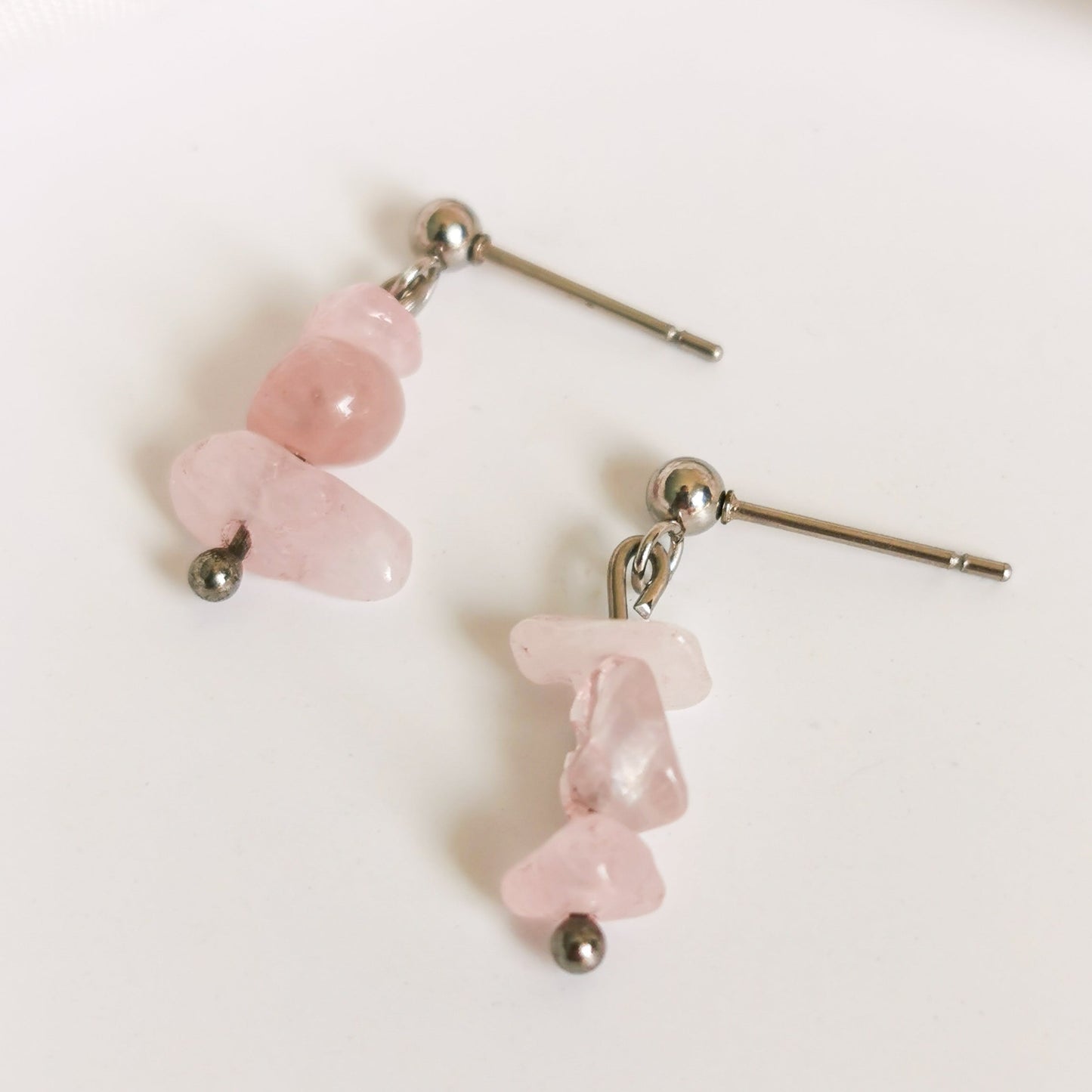 Rose Quartz Crystal Earrings | Pink crystal earrings NZ