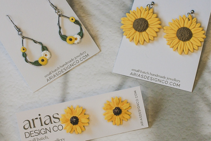 Handmade sunflower earrings for mental health NZ