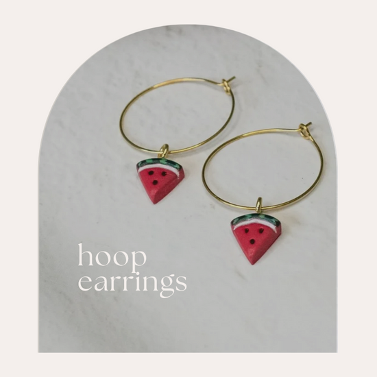 Handmade polymer clay hoop earrings | NZ jewellery designer