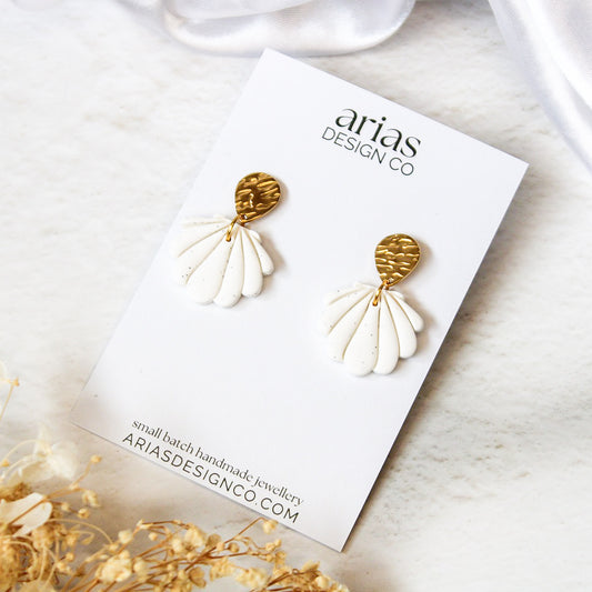 Handmade midi seashell polymer clay earrings | NZ beach jewellery online
