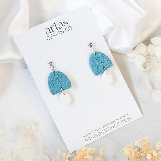 Mini arch drop earrings in blue | Lightweight dangle earrings online