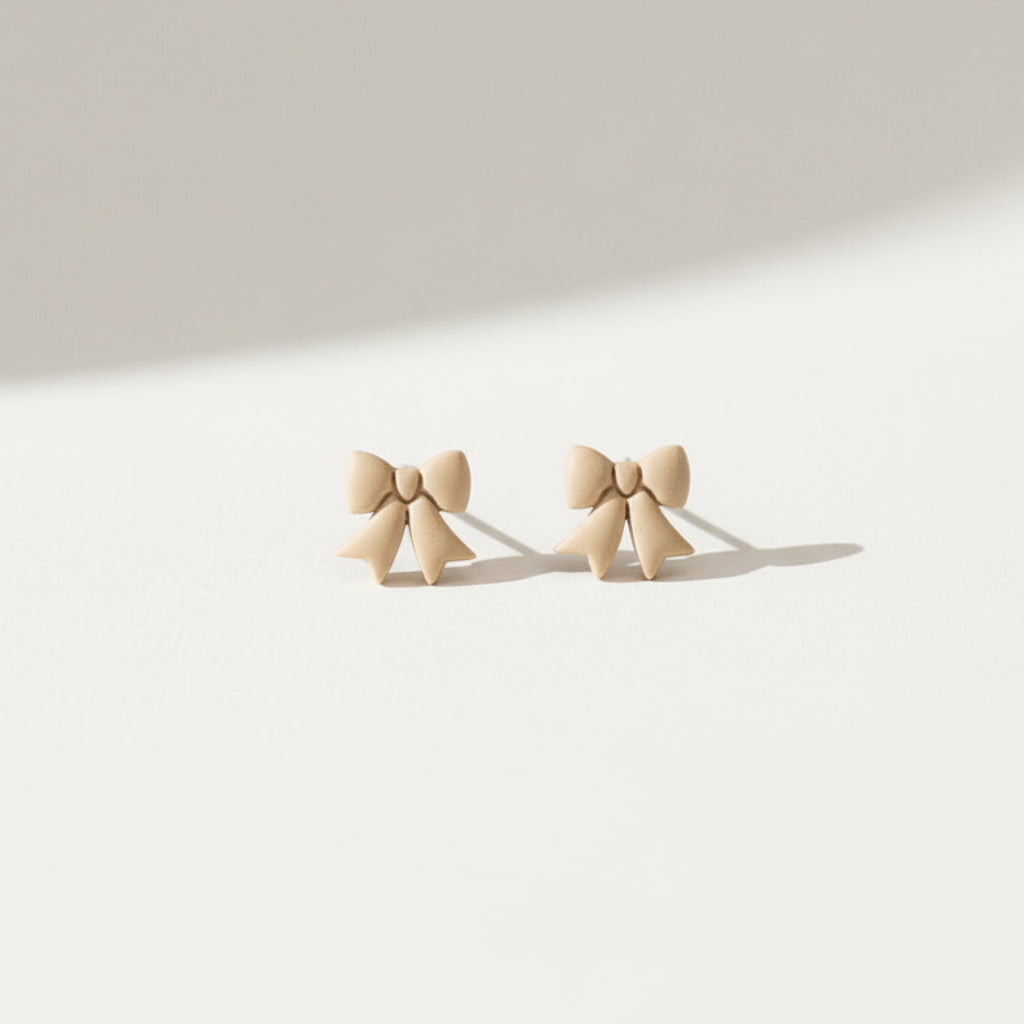 Neutral mini bow earrings | Shop polymer clay earrings NZ