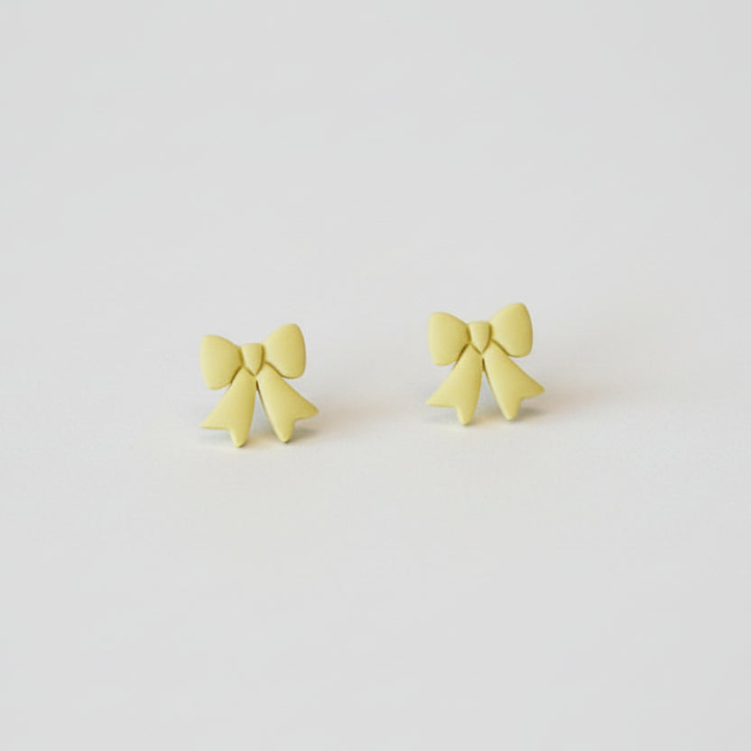Yellow bow stud earrings | Polymer clay earrings NZ