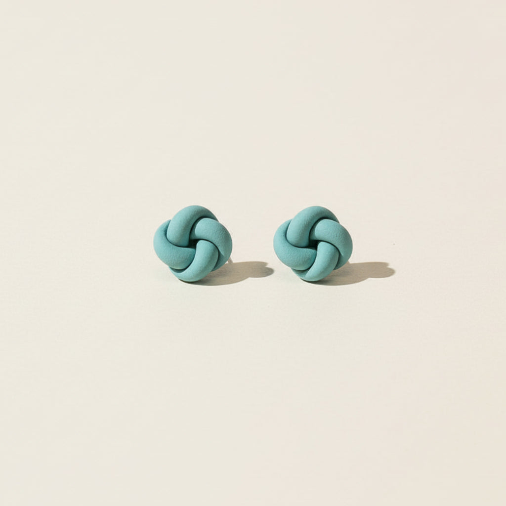 Handmade polymer clay mini knot stud earrings in blue | Shop stud earrings NZ