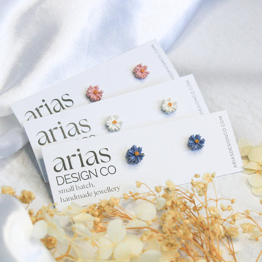 Mini flower stud earrings collection | NZ floral jewellery