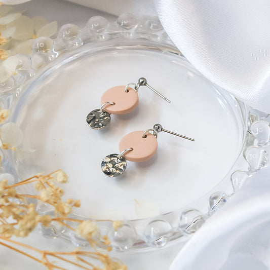 Pink simple circle & charm earrings | Dainty earrings NZ made