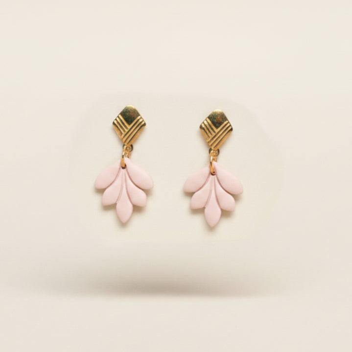 Pink diamond bloom earrings | Gold stud earrings NZ made