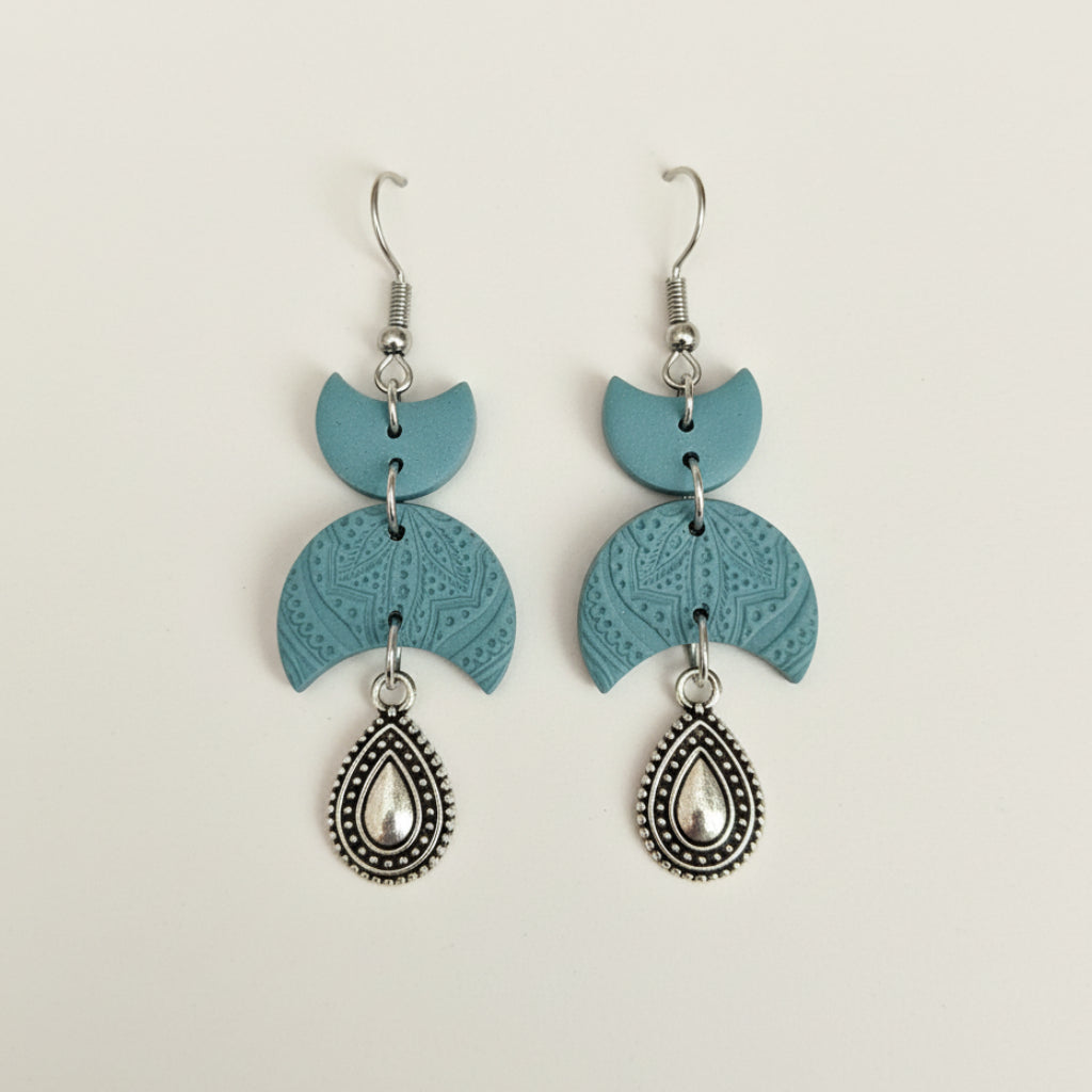 Dusky Blue Luna Charm Earrings