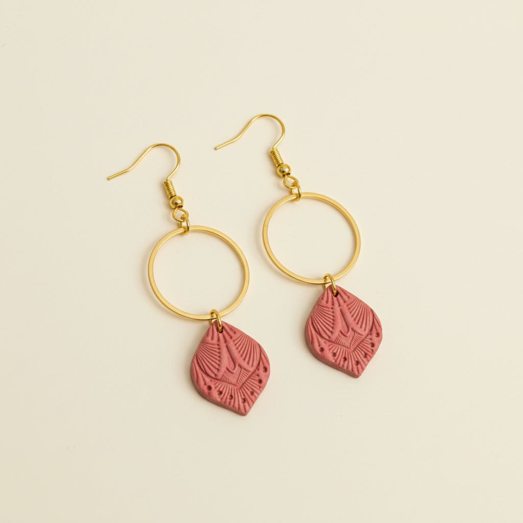 Deep Rose Boho Charm Earrings