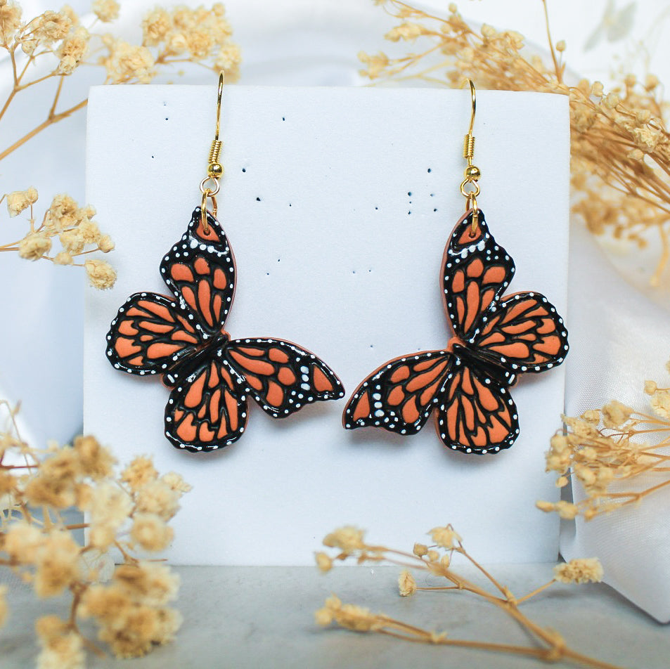 Handpainted Monarch Butterfly Earrings