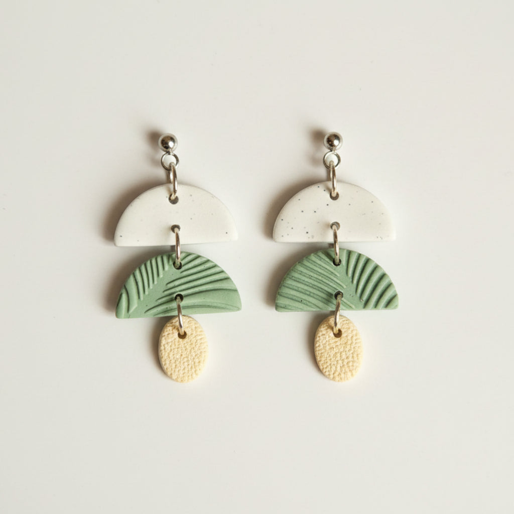 Sage Textured Semi Drop Earrings