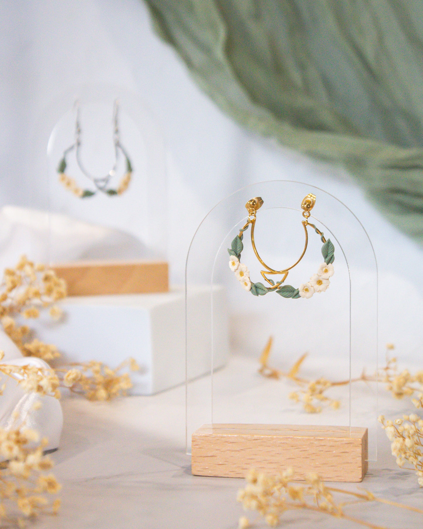 Ivory Ivy Crescent Earrings