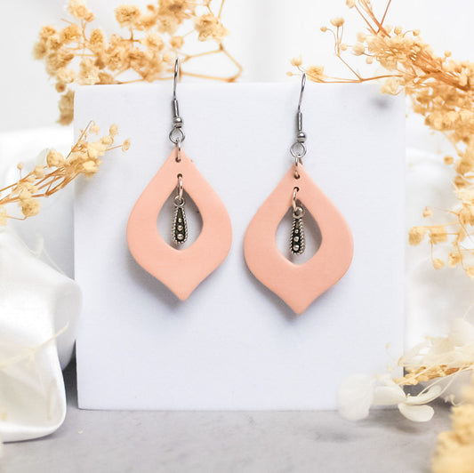 Handmade polymer clay pink teardrop & charm earrings | Pink earrings & accessories NZ
