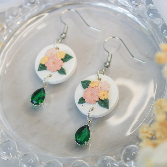 Bouquet Circle & Gem Earrings