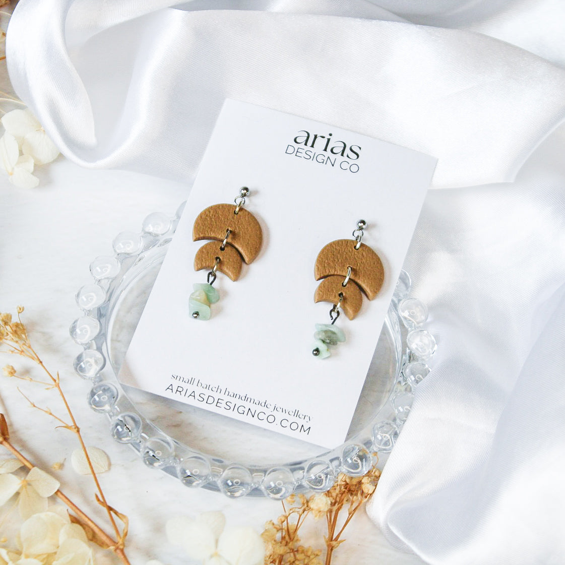 Bohemian Crescent Gem Earrings