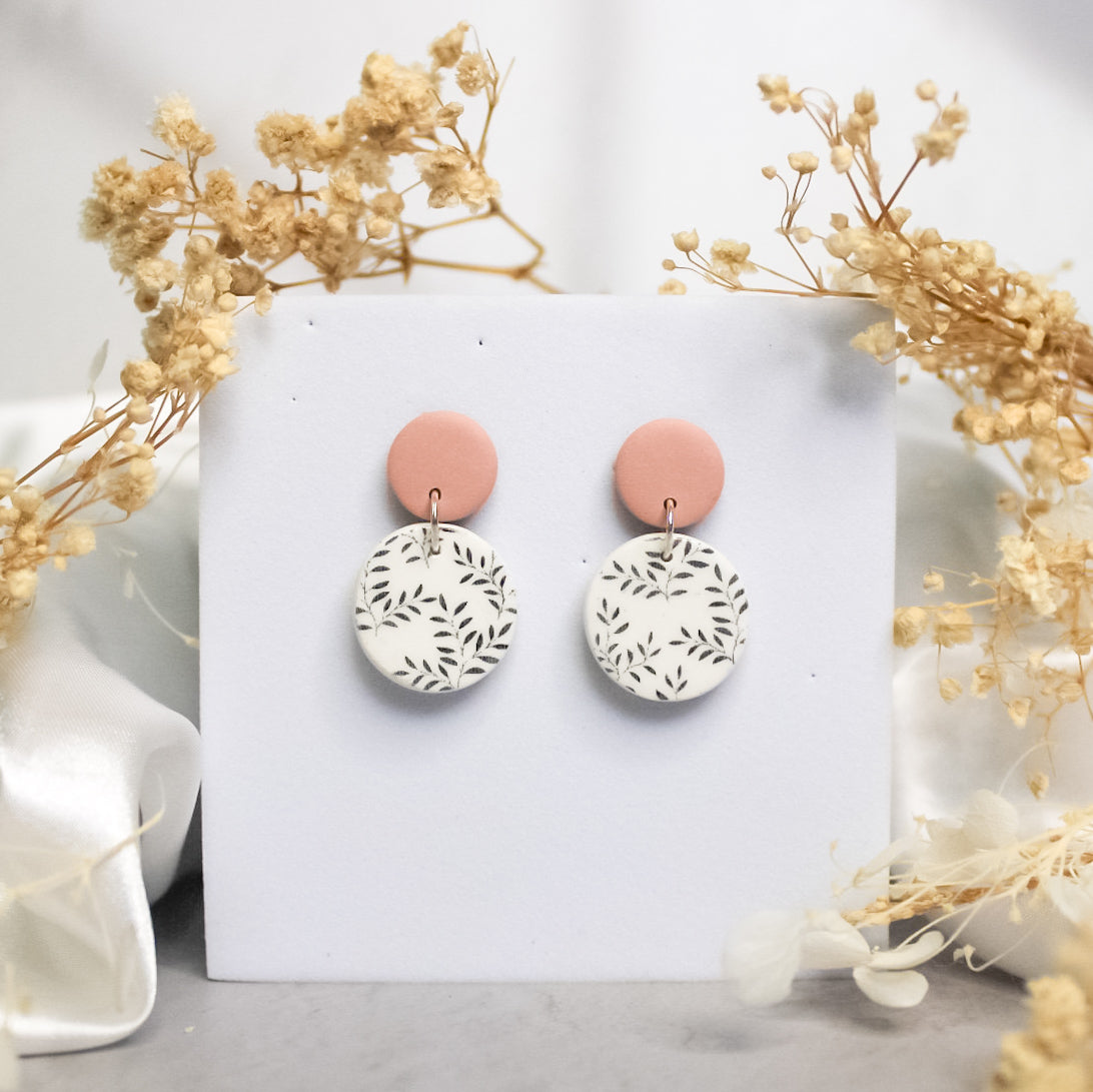 Leaf Print Disc Earrings