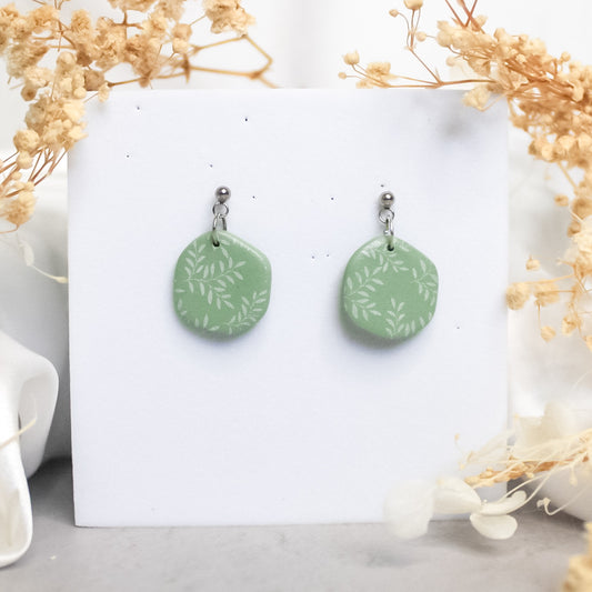 Leaf Print Pebble Earrings