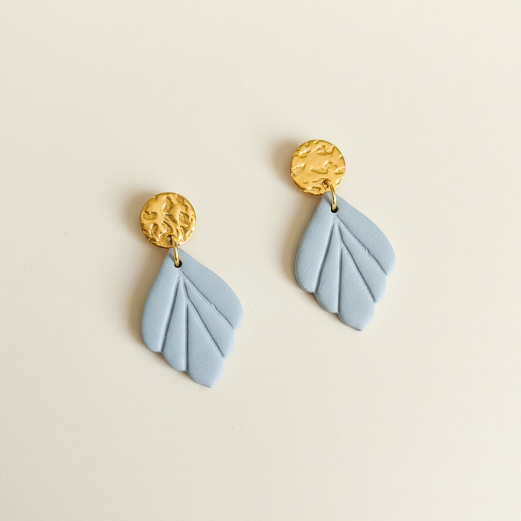 Baby Blue Hammered Bloom Earrings