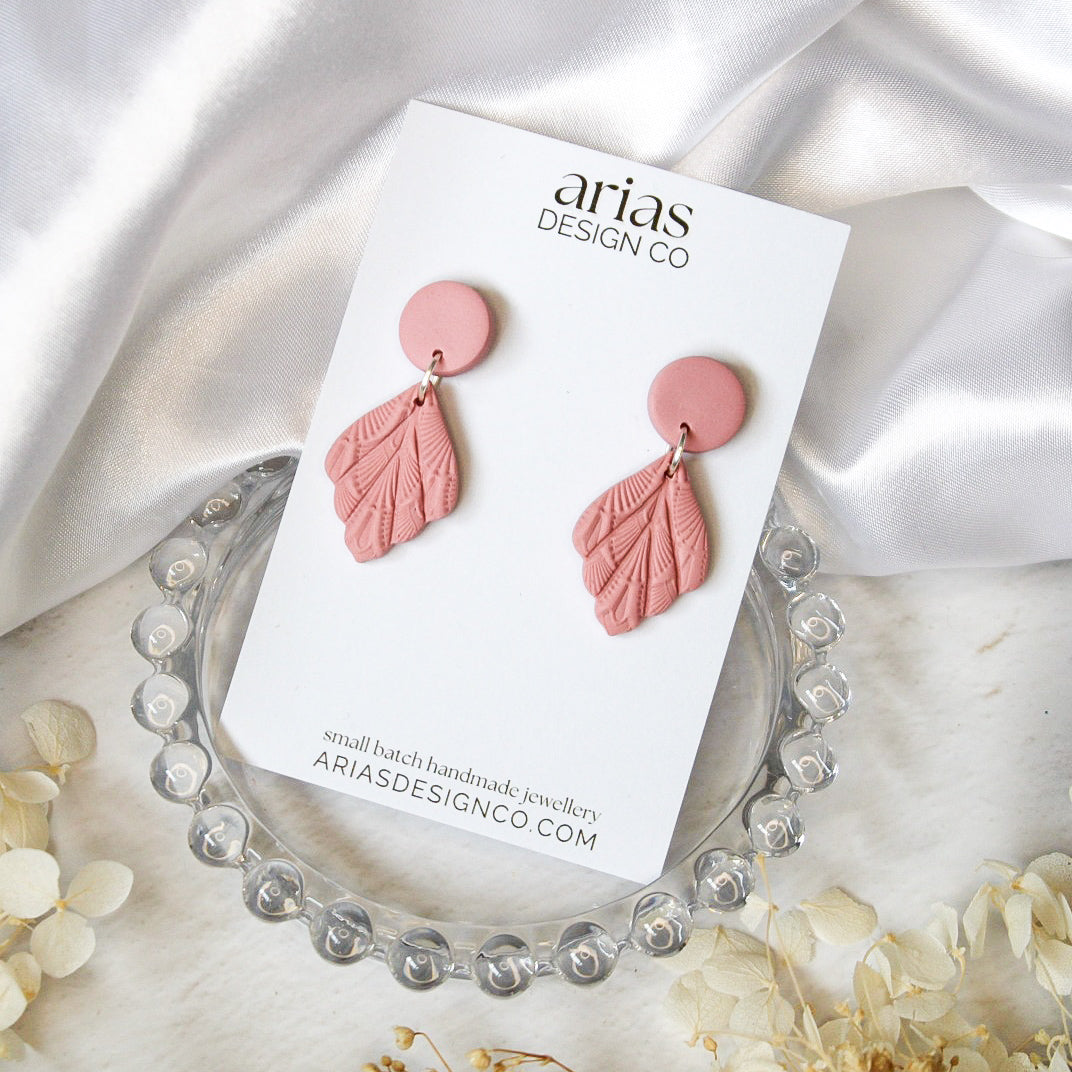 Art Deco Textured Fan Earrings