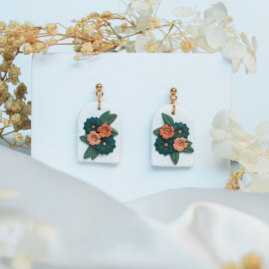 Rustic bouquet arch earrings | Flower made NZ jewellery