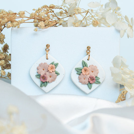 Rustic Bouquet Diamond Earrings | Flower earrings NZ brand