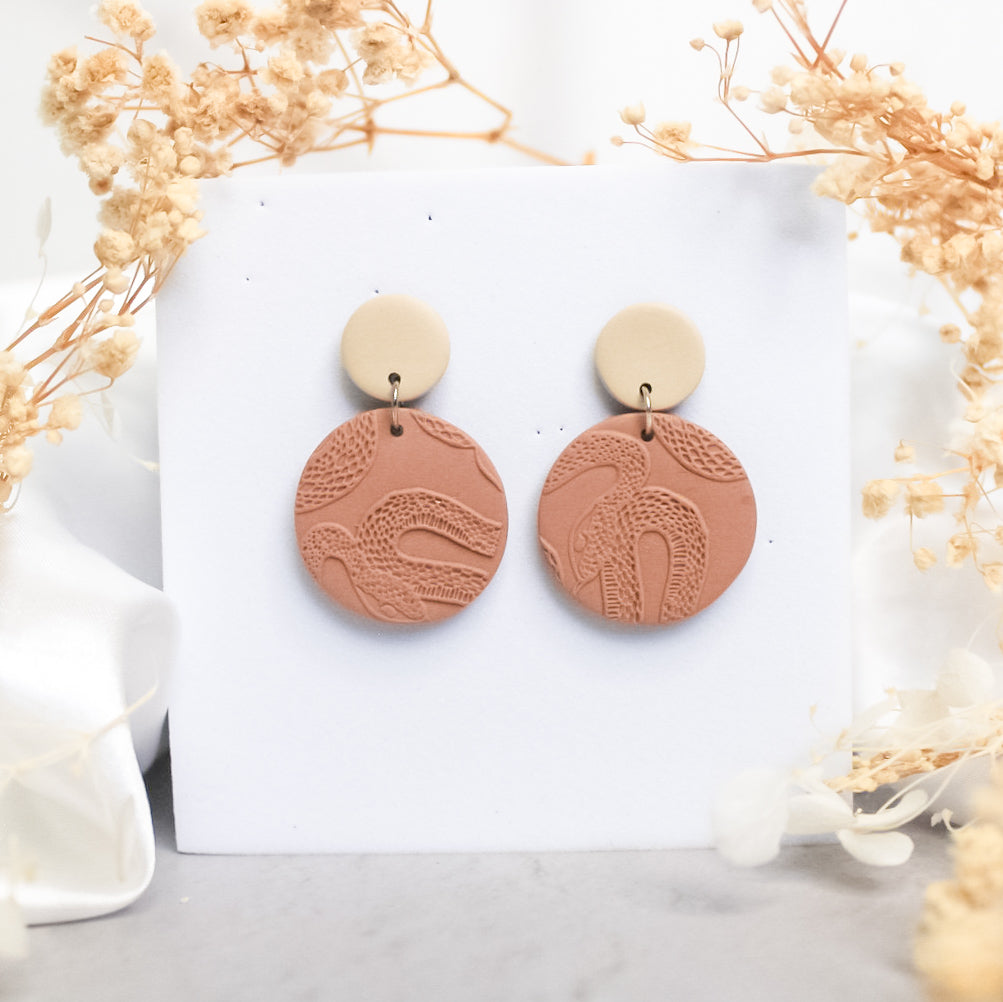 Snake textured polymer clay earrings | NZ handmade snake earrings