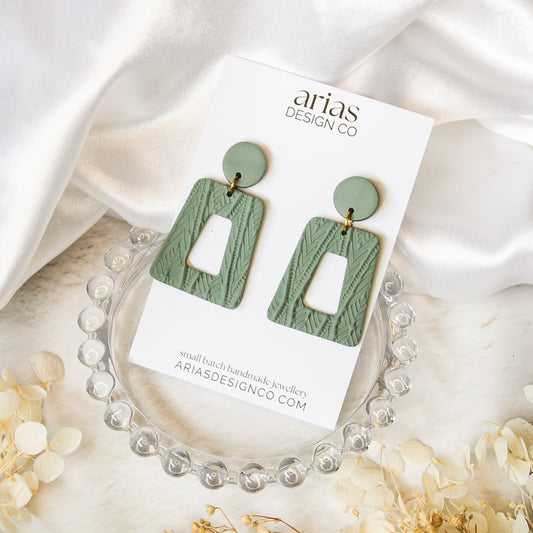 Textured trapezium polymer clay stud earrings | Buy handmade earrings NZ