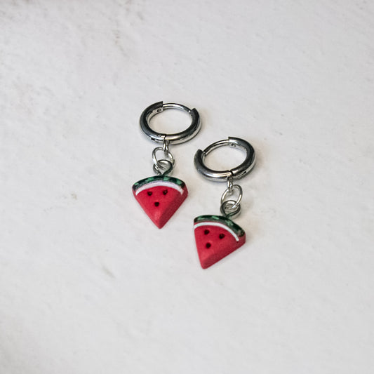 Watermelon polymer clay earrings | Jewellery fundraiser for Palestine NZ