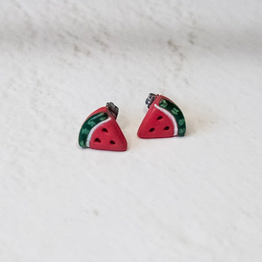 Watermelon stainless steel stud earrings | Handmade earrings NZ
