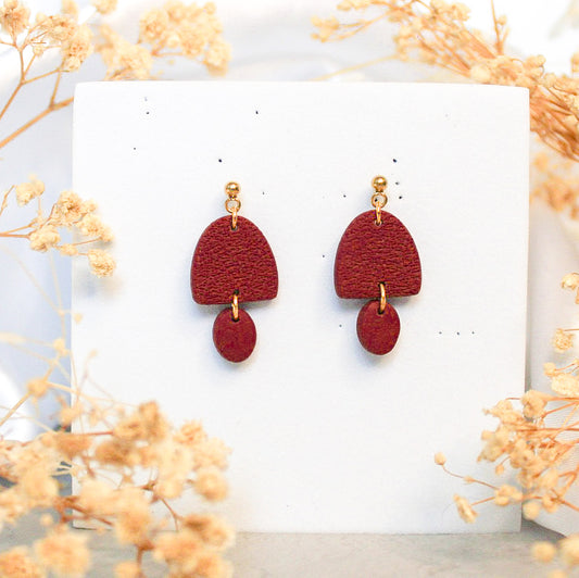 Woven texture arch earrings | Cherry red accessories NZ