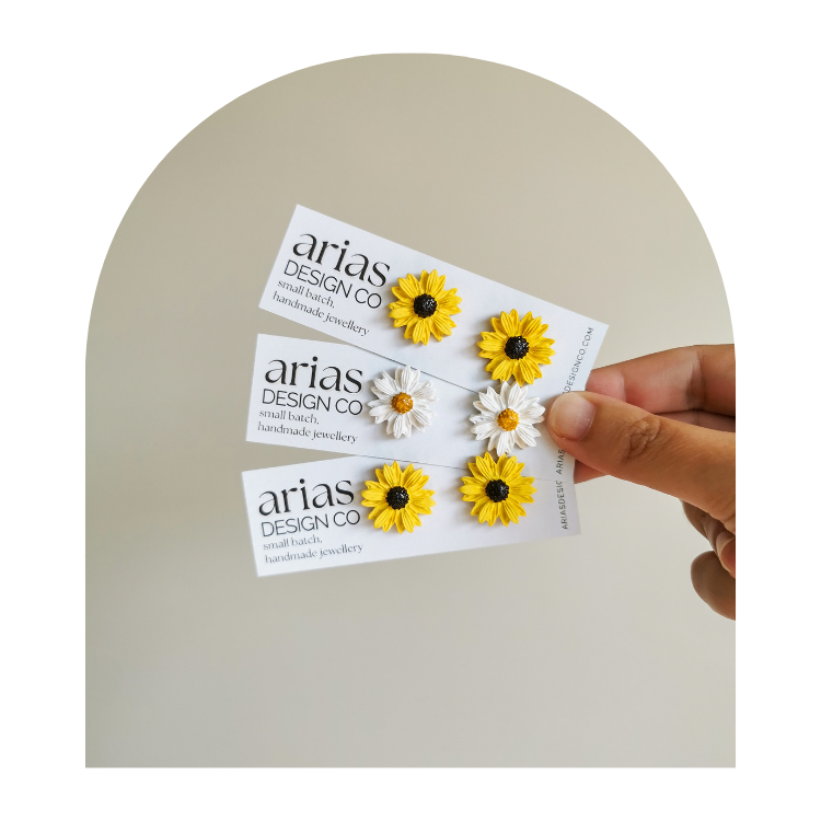 Sunflower Earrings NZ | Handmade Sunflower Jewellery NZ - Arias Design Co