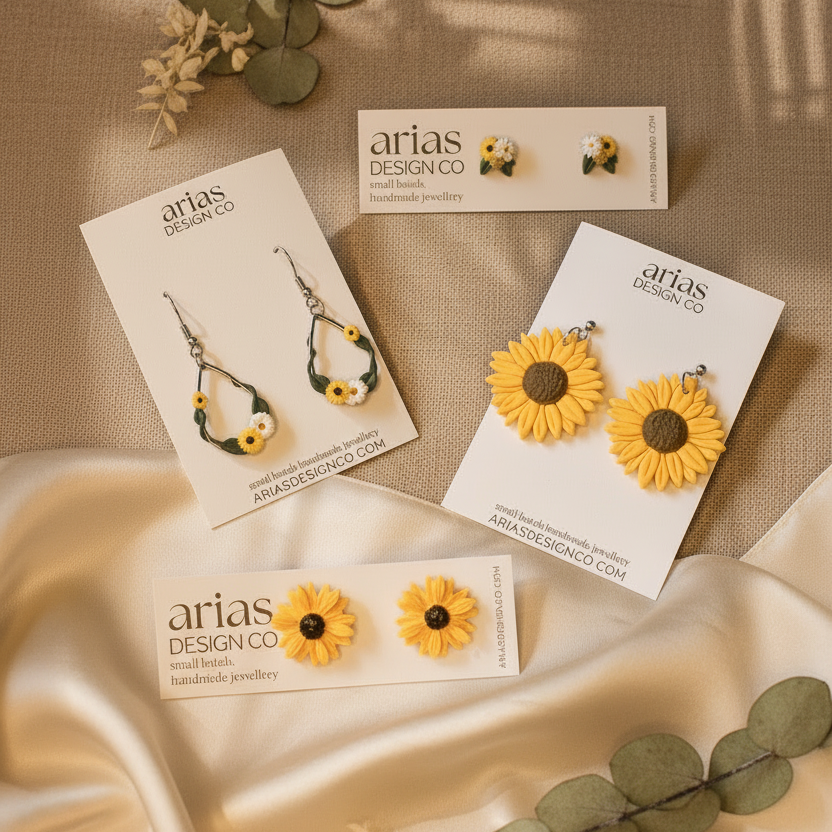Handmade sunflower jewellery collection