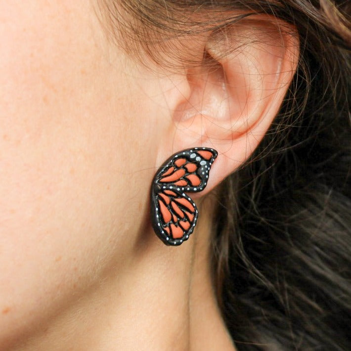 monarch butterfly wing polymer clay earrings