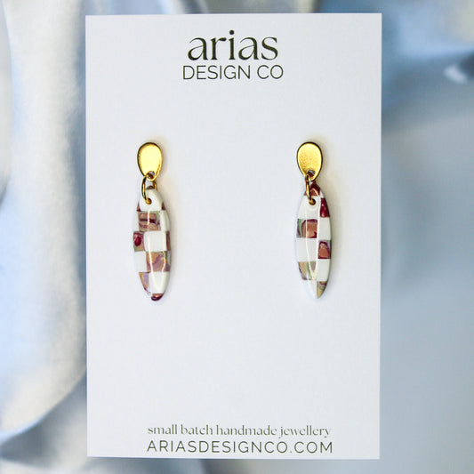 Simple Drop Checkered Earrings